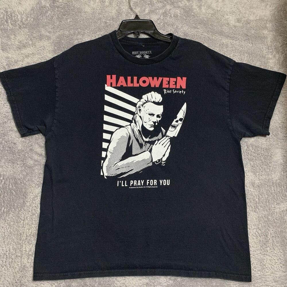 Riot Society Halloween Michael Myers T-Shirt Mens XL Black I'll Pray For You Tee